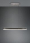 Lampa wisząca Emerson z niklowanym wykończeniem, z jedną diodą LED o mocy 22W. Posiada prostokątny, smukły kształt oraz dwa cienkie przewody mocujące, zawieszona na szarym tle.
