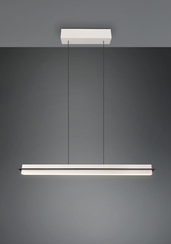 Lampa wisząca Emerson w kolorze szarym, z jedną diodą LED o mocy 22W. Posiada prostokątny, minimalistyczny design z zawieszeniem na dwóch cienkich linkach, montowana na suficie, idealna do nowoczesnych wnętrz.