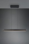 Lampa wisząca Emerson w kolorze czarnym z jedną diodą LED o mocy 22W. Posiada prostokątny kształt z metalowym wykończeniem, zawieszona na dwóch cienkich linkach. Tło w odcieniach szarości podkreśla elegancki design lampy.