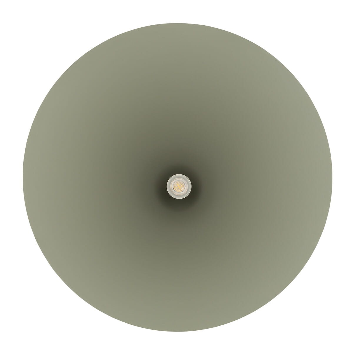 Lampa wisząca Zenith L w kolorze szałwii, o okrągłym kształcie i matowej powierzchni. Widok z góry, z widocznym gniazdem na żarówkę GU10 w centralnej części. Prosta forma, idealna do nowoczesnych wnętrz.