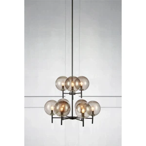 Crown lampa wisząca 9-punktowa czarna/przydymiona 107921