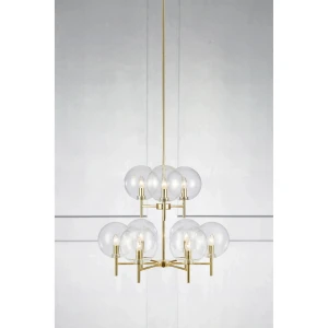 Crown lampa wisząca 9-punktowa złota szczotkowana/przeźroczysta 107920