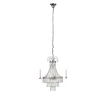 Lampa wisząca Marielund 3-punktowa w chromowanej obudowie z wiszącymi kryształkami. Posiada trzy miejsca na świeczki, zawieszona na łańcuchu, z eleganckim kloszem i dekoracyjnymi detalami. Idealna do aranżacji wnętrz.