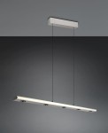 Lampa wisząca Graham z niklowanym wykończeniem, 8 źródłami LED, długość 41,5 cm. Prosta forma, zawieszona na cienkich linkach, z białym kloszem, prezentująca nowoczesny design w minimalistycznym stylu.