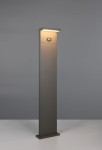 Lampa stojąca ogrodowa Blyde Hybrid H100 w kolorze antracytowym, z czujnikiem ruchu, wykonana z materiału odpornego na warunki atmosferyczne (IP65). Prosty, prostokątny kształt z górnym źródłem światła LED 5W. Ujęcie frontalne.
