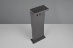 Lampa stojąca ogrodowa Blyde Hybrid H60 w kolorze antracytowym z czujnikiem ruchu. Posiada panel solarny na górze, prostokątny kształt i metalową obudowę. Stoi na płaskiej podstawie, idealna do oświetlenia przestrzeni zewnętrznych.
