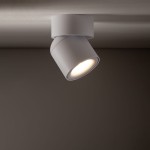 Lampa sufitowa Oscar w kolorze białym, z jednym źródłem światła GU10. Zamocowana na suficie, z możliwością regulacji kąta świecenia. Wysoka klasa ochrony IP54, co zapewnia odporność na wilgoć i pył.