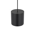 Lampa wisząca Point Duo z oprawą w kolorze czarnym, z metalowym kloszem w kształcie cylindra. Ujęcie z góry, pokazujące gładką powłokę oraz zawieszenie. Elementy złote są niewidoczne na zdjęciu.