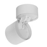 Lampa sufitowa Arto w kolorze białym, z ruchomym spotem na jedną żarówkę GX53. Produkt ma okrągły kształt, matową powierzchnię i jest zamontowany na okrągłej podstawie. Widać mechanizm regulacji kąta ustawienia.