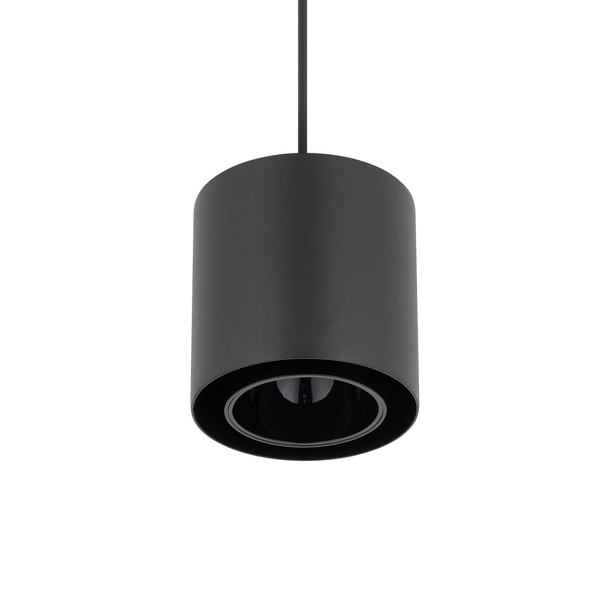 Lampa wisząca Point Duo w kolorze czarnym z jednym gniazdem GU10. Okrągła, matowa obudowa z lekkim połyskiem, zawieszona na cienkim przewodzie. Widoczna żarówka w środku. Idealna do nowoczesnych wnętrz.