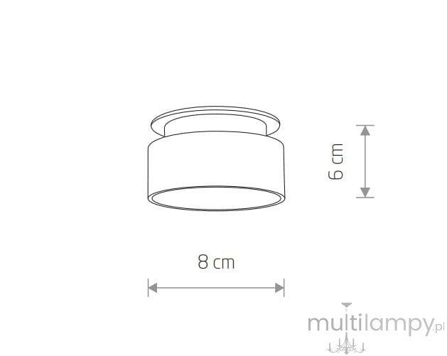 Czarna oprawa do zabudowy Shine 1xGU10, o średnicy 8 cm i wysokości 6 cm. Prosty, cylindryczny kształt, idealna do montażu sufitowego. Brak widocznych napisów i dekoracji.
