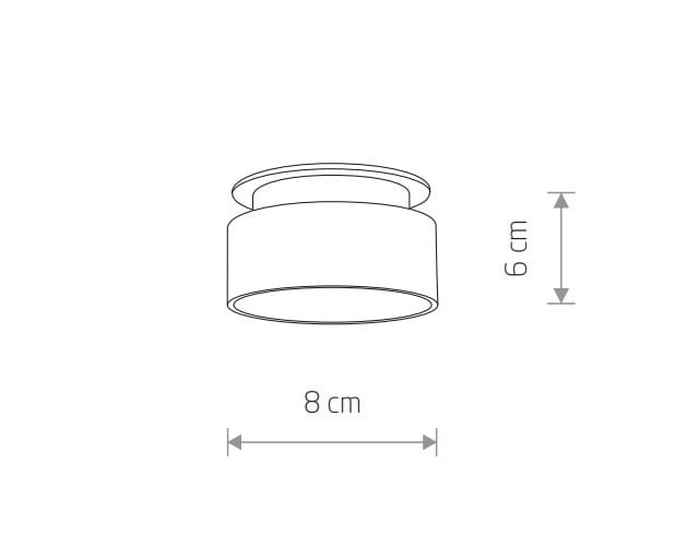 Oprawa do zabudowy Shine 1xGU10 w kolorze białym. Kształt cylindryczny, średnica 8 cm, wysokość 6 cm. Zainstalowana w sufit, idealna do oświetlenia wnętrz. Prosty design, pasuje do różnych aranżacji.