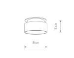 Oprawa do zabudowy Shine 1xGU10 w kolorze białym. Kształt cylindryczny, średnica 8 cm, wysokość 6 cm. Zainstalowana w sufit, idealna do oświetlenia wnętrz. Prosty design, pasuje do różnych aranżacji.