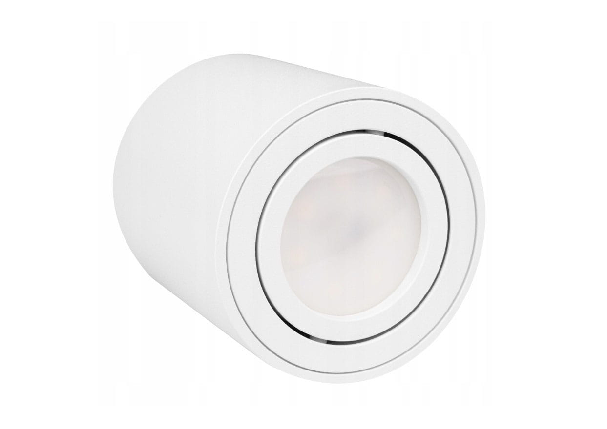 Mini lampa sufitowa Deba w kształcie białej tuby, montowana na suficie. Okrągła, gładka obudowa z przezroczystym kloszem, skierowana w dół. Idealna do oświetlenia wnętrz, z minimalistycznym designem.