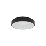 Plafon Nikki Round D38 w kolorze czarnym, o średnicy 38 cm, z jednym źródłem światła LED o mocy 32W i temperaturze barwowej 3000K. Produkt zamontowany na suficie, o prostym, okrągłym kształcie z matową, białą kloszem.