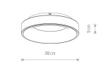 Plafon Nikki Round D38 w kolorze czarnym, średnica 38 cm, wysokość 9 cm, wyposażony w 1 żarówkę LED o mocy 32W i temperaturze barwowej 4000K. Okrągły kształt, minimalistyczny design, montaż sufitowy.