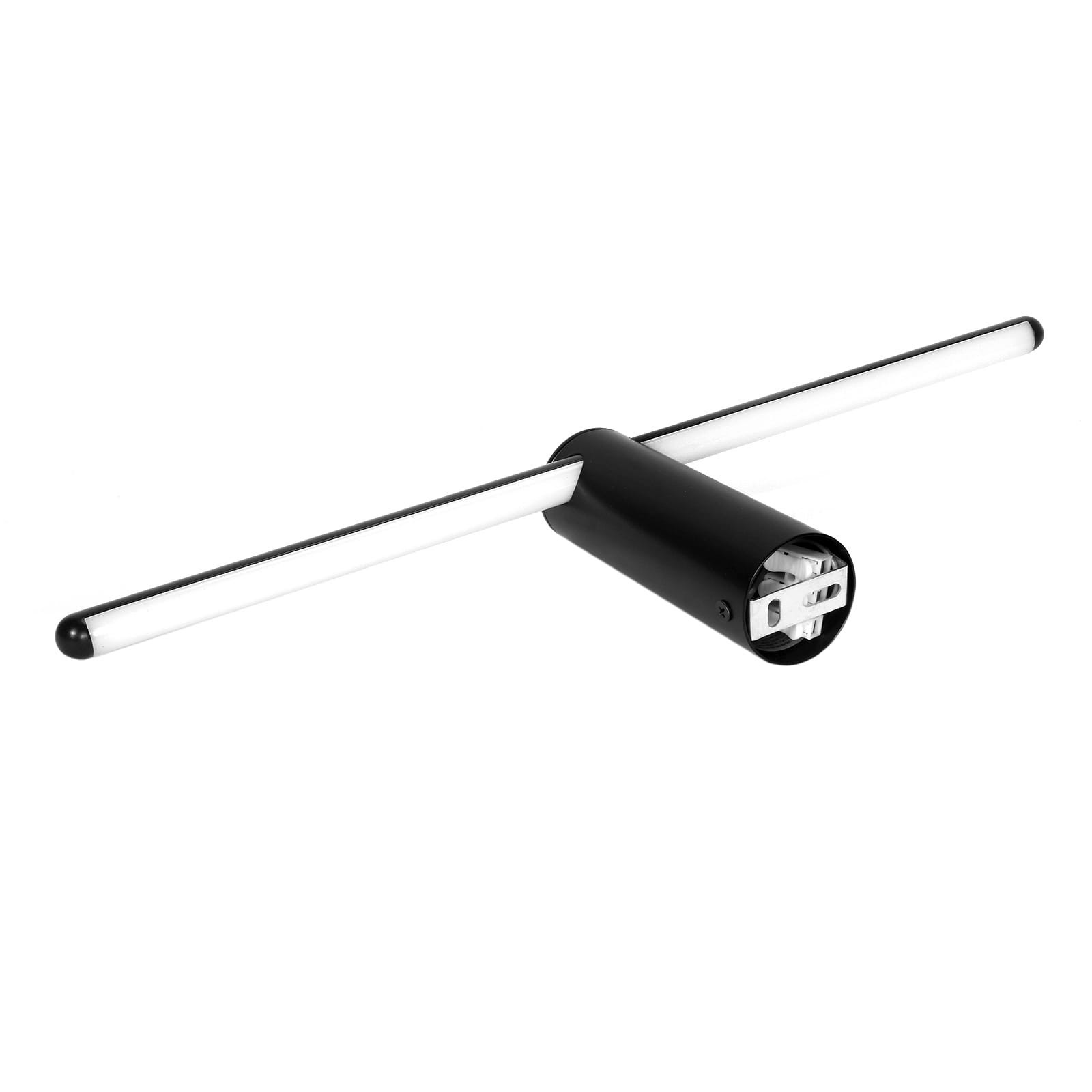 Kinkiet LED Como w kolorze czarnym, o mocy 8W i temperaturze barwowej 3000K. Posiada dwa prostokątne źródła światła na końcach metalowej podstawy. Produkt montowany na ścianie, prezentowany w pozycji poziomej na białym tle.