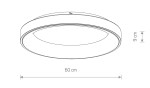 Czarny plafon Nikki Round D60 o średnicy 60 cm i wysokości 9 cm, wyposażony w jedno źródło światła LED o mocy 60W i temperaturze barwowej 3000K. Posiada okrągły kształt z subtelnym wykończeniem.