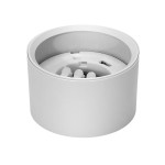 Leto lampa sufitowa tuba w kolorze białym, z okrągłym korpusem i miejscem na żarówkę GX53. Widok z góry, ukazujący wnętrze lampy oraz elementy mocujące.
