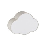 Beżowy plafon Cloud Linen Mini w kształcie chmurki, z białą, matową powierzchnią i delikatnym wykończeniem. Ujęcie z boku, ukazujące zaokrąglone krawędzie. Idealny do dziecięcego pokoju lub strefy relaksu.