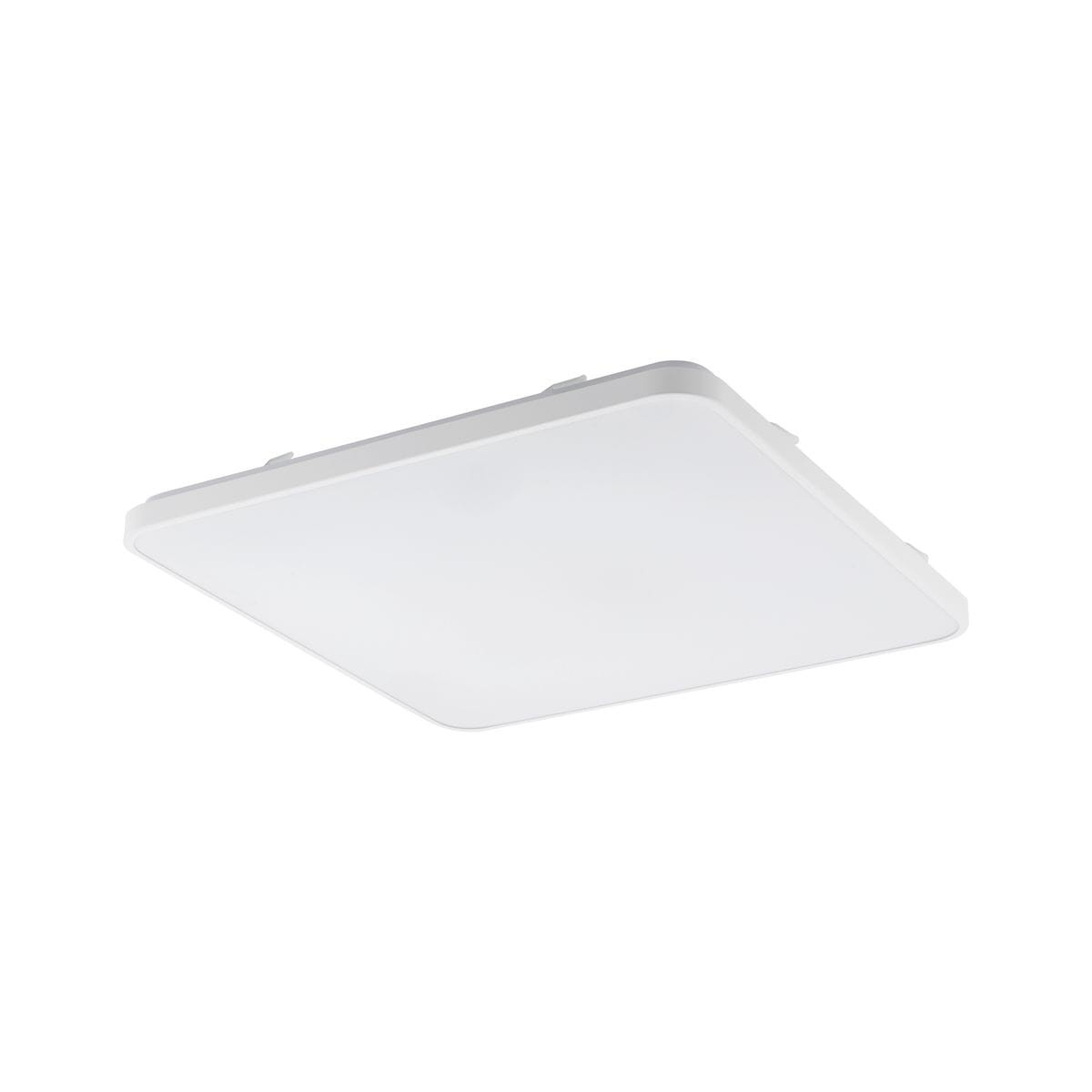 Plafon LED Agnes Square 63,5 cm w kolorze białym, prostokątny kształt, z IP44, moc 64W, temperatura światła 3000K. Zawieszony w pozycji poziomej, z gładką, matową powierzchnią. Idealny do użytku w pomieszczeniach o podwyższonej wilgotności.