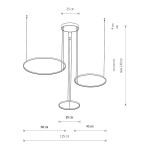 Lampa wisząca Circolo D125 z trzema okrągłymi kloszami LED w kolorze białym. Wymiary: średnica 125 cm, wysokość regulowana do 140 cm. Prosty design, idealna do nowoczesnych wnętrz.