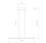 Lampa wisząca Bar L120, w kolorze białym, z jedną diodą LED o mocy 27W i temperaturze barwowej 4000K. Wymiary: długość 120 cm, szerokość 30 cm, wysokość max 160 cm, minimalistyczny design, idealna do nowoczesnych wnętrz.