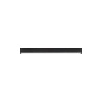 Czarna lampa sufitowa Outline LED S IP44, długości prostokątnej, z jedną diodą LED o mocy 35W i temperaturze barwowej 3000K. Ujęcie frontalne, produkt zamontowany na białym tle, minimalistyczny design.