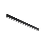 Czarna lampa sufitowa Outline LED S o długości prostokątnej, wykonana z metalu, z jednym źródłem LED o mocy 50W i temperaturze barwowej 3000K. Ujęcie frontalne, na białym tle, podkreślające minimalistyczny design i nowoczesną formę.