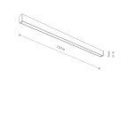 Czarna lampa sufitowa Outline LED S o długości 150 cm i wysokości 9 cm, z jednym źródłem światła LED 50W, barwa 3000K, przeznaczona do użytku wewnętrznego, odporna na wilgoć (IP44). Prosta, prostokątna forma.