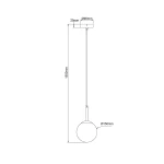 Lampa wisząca Dorado LP-002/1P BK w kolorze czarnym, z pojedynczym punktem świetlnym E14. Okrągła podstawa o średnicy 150 mm, zawieszona na cienkim przewodzie o długości 1550 mm, z prostokątnym mocowaniem o wymiarach 90x25 mm.
