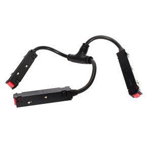 Łącznik elektryczny potrójny T elastyczny do szyn magnetycznych czarny