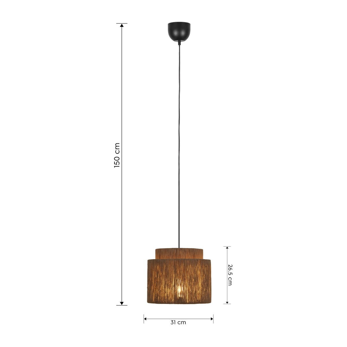 Lampa wisząca Smilla z jednym gniazdem E27, w kolorze czarnym i naturalnym. Posiada dwa cylindryczne abażury o średnicy 31 cm i wysokości 26,5 cm, zawieszona na czarnym przewodzie o długości 150 cm. Prosta konstrukcja pasująca do nowoczesnych wnętrz.