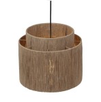 Lampa wisząca Smilla 1xE27 w kolorze czarnym z naturalnym abażurem z plecionki. Ma okrągły kształt, z widocznym źródłem światła wewnątrz. Zawieszona na czarnym przewodzie, idealna do nowoczesnych wnętrz.
