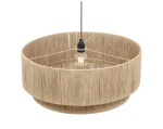 Lampa wisząca Smilla z oprawą w kolorze czarnym i naturalnym, okrągła, z efektem frędzli, zawieszona na czarnym kablu. Wewnątrz umieszczona żarówka E27, widoczna przez dekoracyjną osłonę. Idealna do nowoczesnych wnętrz.