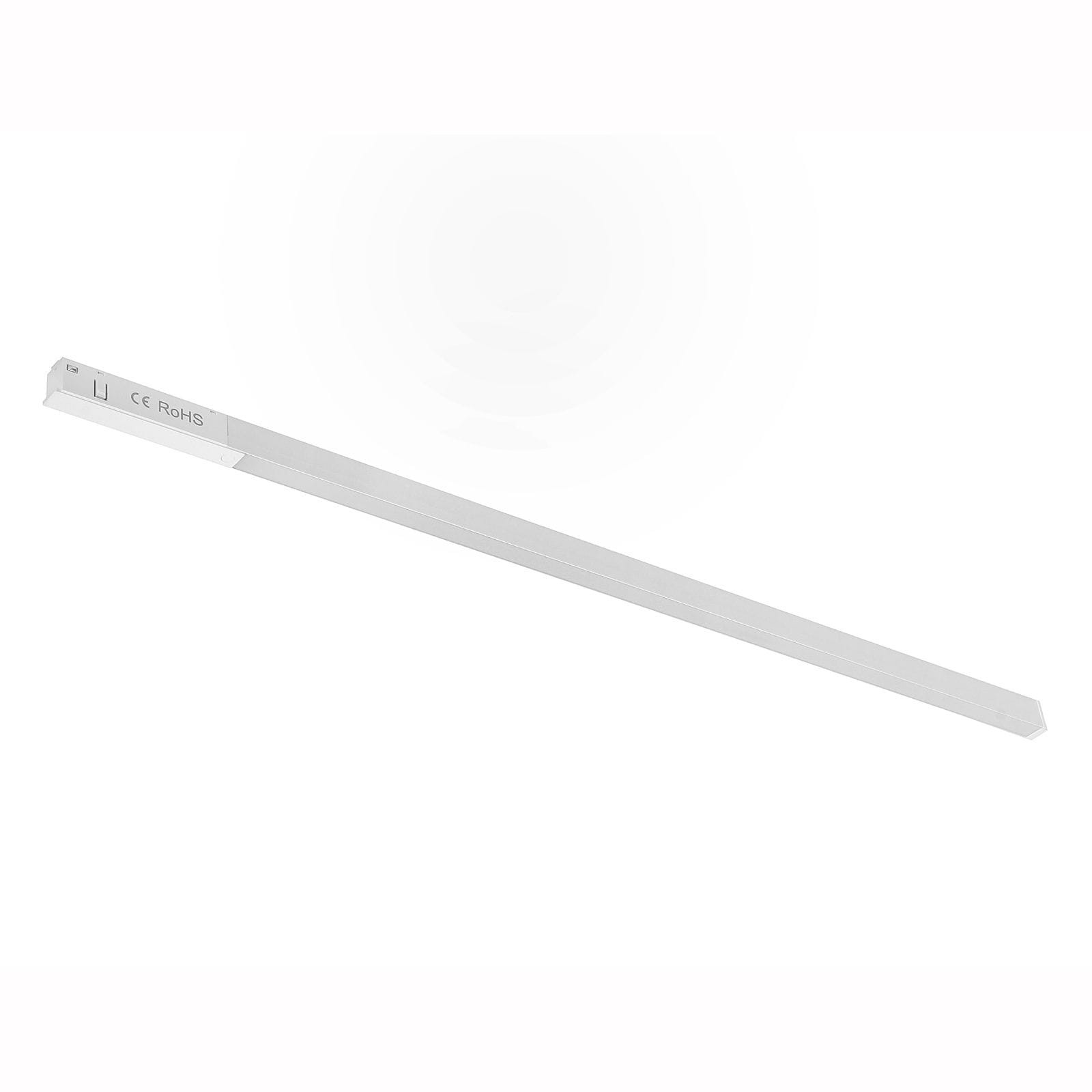 Lampa LED liniowa do szyny magnetycznej MINI, kolor biały, o długości 71 cm i mocy 20W, z ciepłym światłem 3000K. Produkt w formie prostokątnego profilu, z widocznymi oznaczeniami CE i RoHS, umieszczony na jasnym tle.