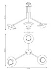 Lampa sufitowa Mizu 3xGX53 w kolorze czarnym, o wymiarach 62 cm szerokości i 50 cm wysokości. Składa się z trzech źródeł światła umieszczonych na regulowanych ramionach, z okrągłymi kloszami o średnicy 8 cm. Montaż sufitowy.