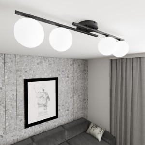 Kairo lampa sufitowa 4xE14 czarna/opal 1446/4