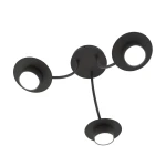 Lampa sufitowa Enso 3xGX53 w kolorze czarnym, z trzema okrągłymi kloszami i elastycznymi przewodami. Ujęcie z dołu, ukazujące symetryczny kształt oraz minimalistyczny design. Idealna do nowoczesnych wnętrz.