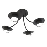 Lampa sufitowa Enso 4xGX53 w kolorze czarnym, z czterema okrągłymi kloszami na elastycznych ramionach. Montowana na suficie, oferuje nowoczesny design z matowym wykończeniem, idealna do różnych wnętrz.