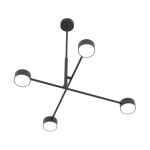 Lampa sufitowa Natsu w kolorze czarnym, z czterema oprawami GX53. Ułożona w formie krzyża, z wyraźnymi, okrągłymi kloszami, zamontowana na suficie. Metalowa konstrukcja, minimalistyczny design. Idealna do nowoczesnych wnętrz.