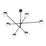 Lampa sufitowa Natsu 6xGX53 w kolorze czarnym, z sześcioma ramionami, które rozchodzą się promieniście. Każde ramie zakończone okrągłym, płaskim kloszem. Prosta forma, montowana na suficie, idealna do nowoczesnych wnętrz.