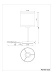 Lampa stołowa Aimee z jedną oprawą E27, w kolorze czarnym i naturalnym. Prostokątny klosz o średnicy 17 cm, metalowa podstawa o średnicy 13 cm. Wysokość całkowita wynosi 37 cm. Kabel z wtyczką o długości 150 cm. Ujęcie frontalne.