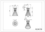 Kinkiet Alice 1xE27 w kolorze czarnym z jasnym drewnem. Stylowa konstrukcja z otwartą formą, wysokość 355 mm, średnica 200 mm. Widoczny uchwyt do montażu oraz przycisk włącz/wyłącz. Prosty, techniczny rysunek z wymiarami.