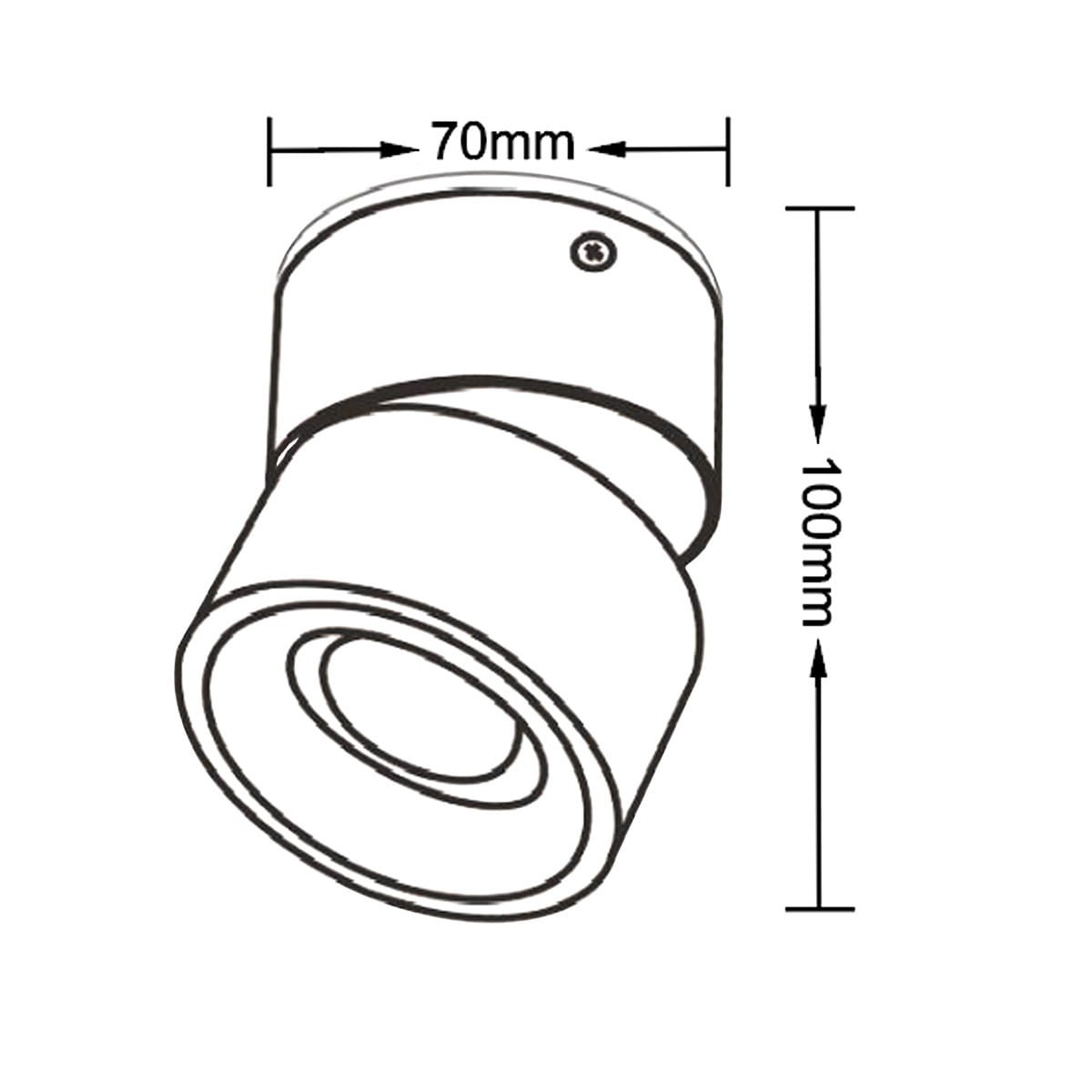 Biała lampa sufitowa (spot) Brema LP-2626/1RM WH z jedną diodą LED o mocy 10W. Cylindryczny kształt, ruchoma głowica, wymiary 70mm średnicy i 100mm wysokości, montaż na suficie.