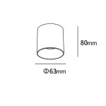 Lampa sufitowa Toma w kształcie tuby, biała, z jedną diodą LED o mocy 5W. Wymiary: średnica 63 mm, wysokość 80 mm. Prosty, cylindryczny design, idealna do nowoczesnych wnętrz.