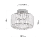 Lampa sufitowa Vetro w kolorze chromu, z kloszem z przezroczystego szkła o średnicy 245 mm i wysokości 193 mm. Wzór w poziome paski, z dekoracyjnym rantem. Umożliwia zastosowanie żarówki E27. Montaż na suficie.