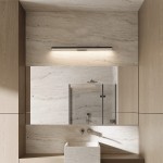 Kinkiet Aqua 66,5 w kolorze czarnym, z jedną diodą LED 20W, klasy IP44, z regulacją temperatury barwowej (CCT). Umieszczony nad lustrem w nowoczesnej łazience, z płaskim, minimalistycznym designem.
