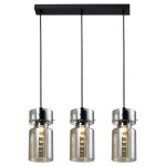 Lampa wisząca Nivio 3xE27 w kolorze czarnym z trzema przezroczystymi kloszami na metalowych podstawach. Zawieszona na czarnych linkach, montowana do sufitu. Nowoczesny design, idealna do wnętrz.