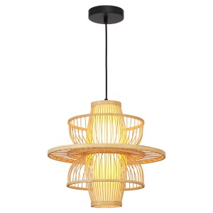 Astra lampa wisząca 1xE27 czarna/rattan LP-3110/1P NT